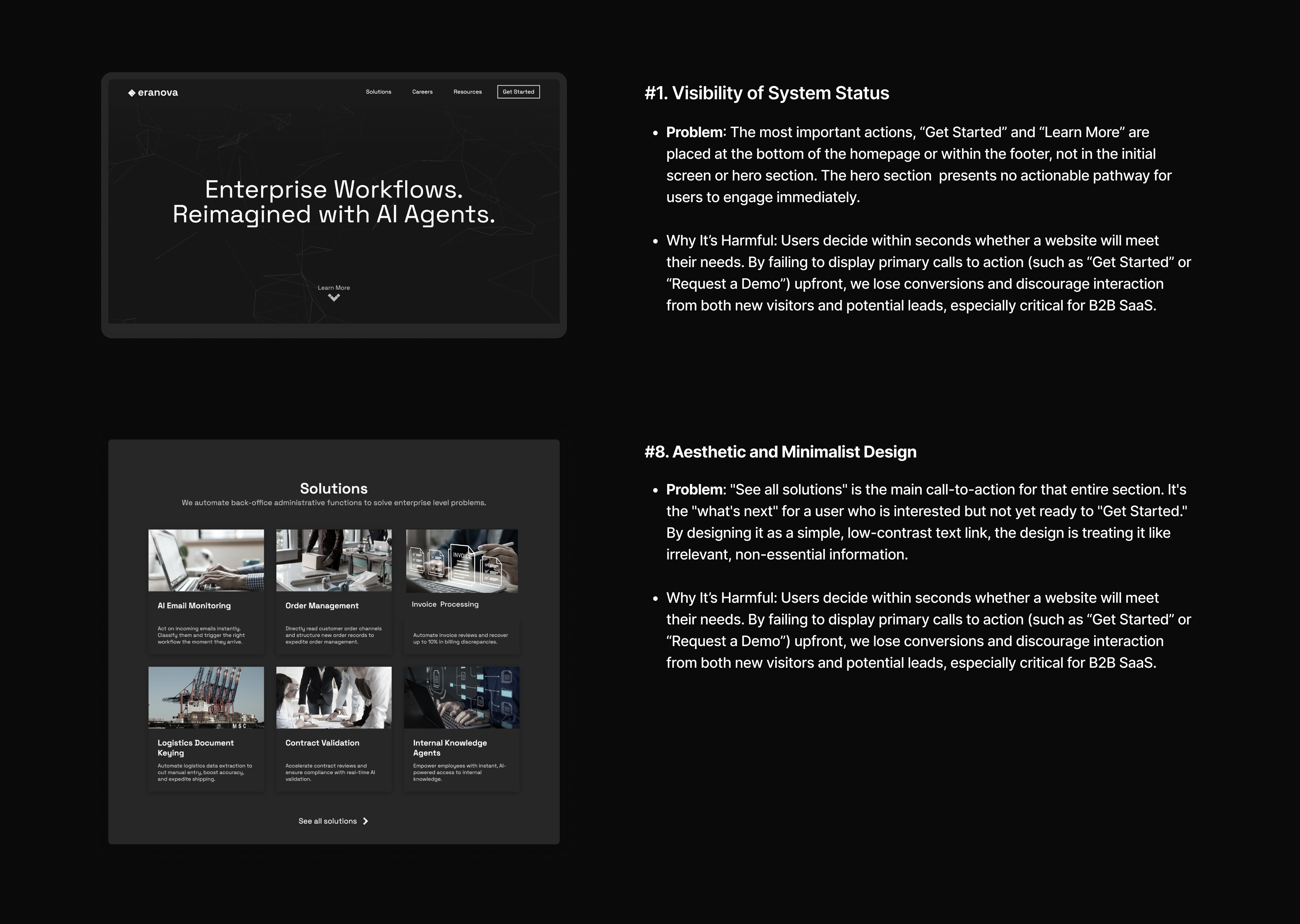 Nielsen heuristics audit — dark mode